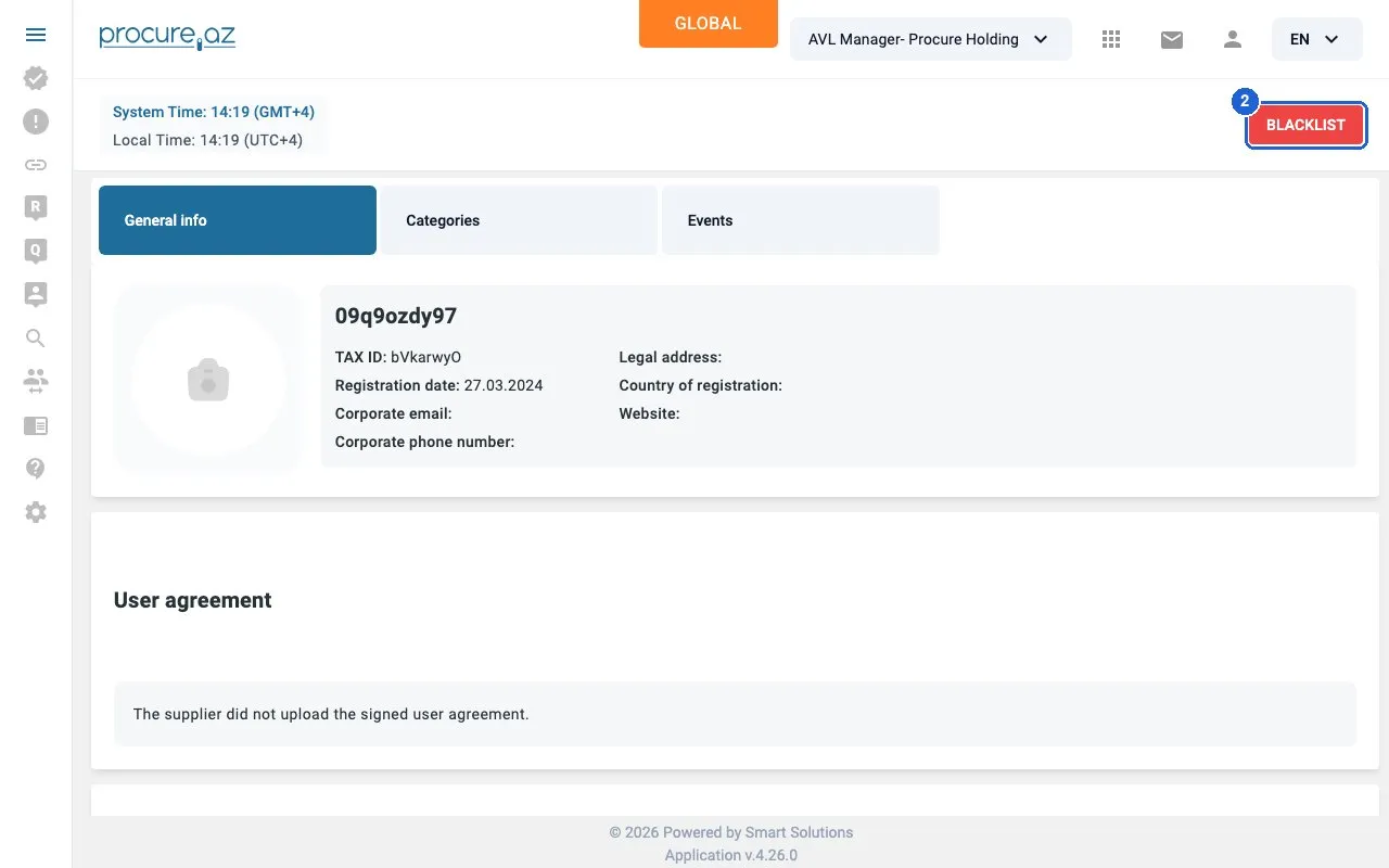 Step 2: Click BLACKLIST button — click “BLACKLIST”.